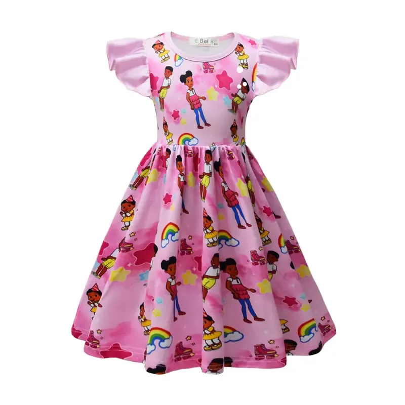 Summer Gracies Corner Dress For Baby Girl Costume Summer Kid Up Cartoon Print Frock Children Tunic Clothes