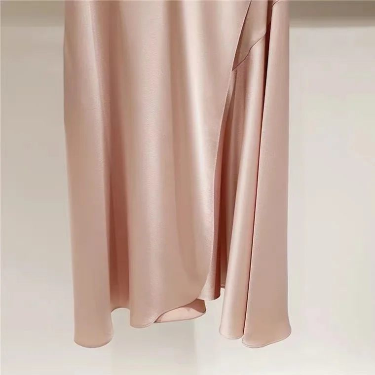 Ele Pink High Waist Fi Tail Satin Skirt Summer Season Asymmetrical Wrap around Midi Skirt for Women Sli Personali