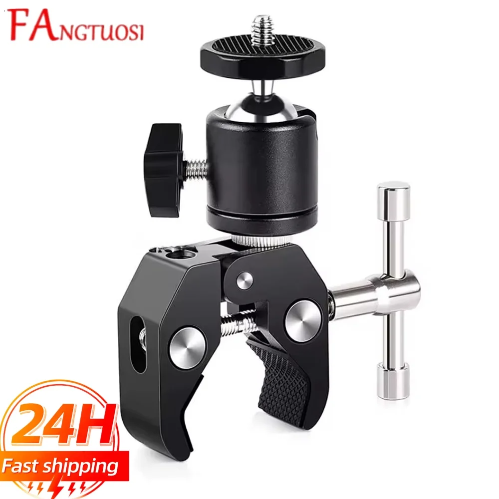 Super Clamp Camera Mount with 360° Mini Ball Head Quick Release 1/4 Screw Clip DSLR Gopro Tripod Bracket Clip for Photography