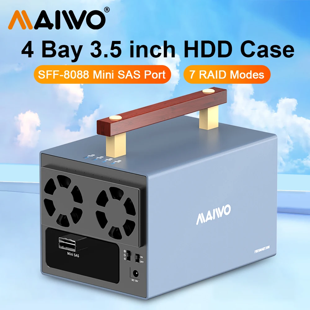 MAIWO 4 Bay Hard Disk Cabinet Array Box with Raid 3.5-inch Mechanical Hard Disk Cabinet External Type-C Disk Storage Cabinet HDD