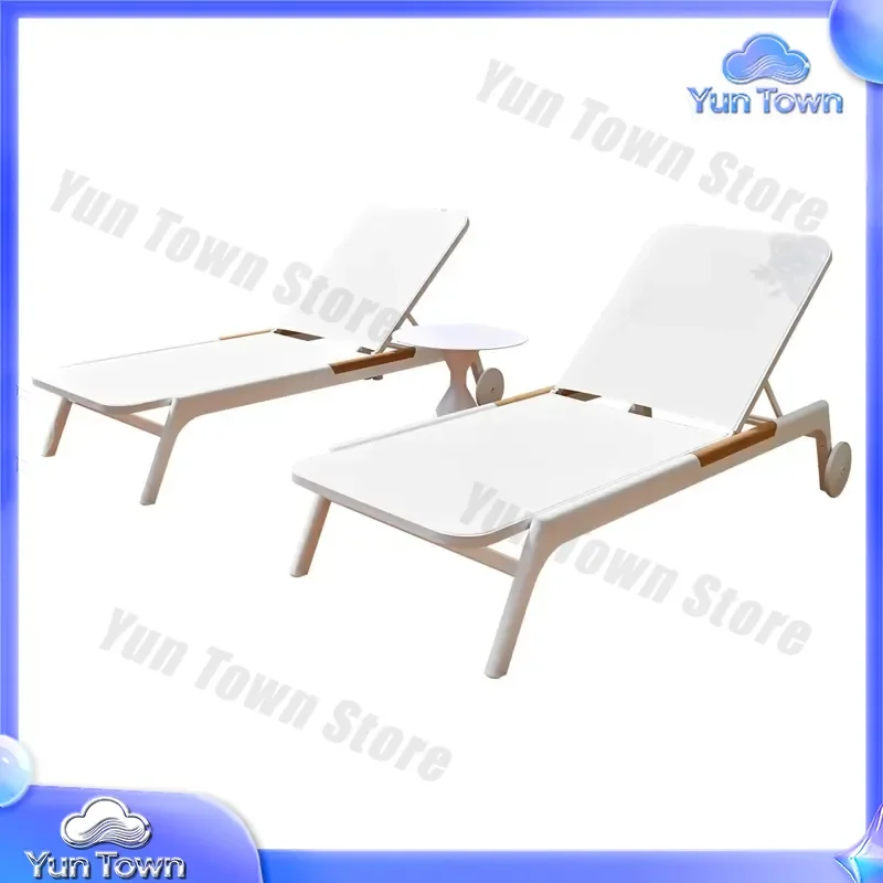 Outdoor Pool Chairs for Villa Courtyard Hotel Outdoor Leisure Solid Wood Bed and Breakfast Seaside Antiseptic Wood Beach