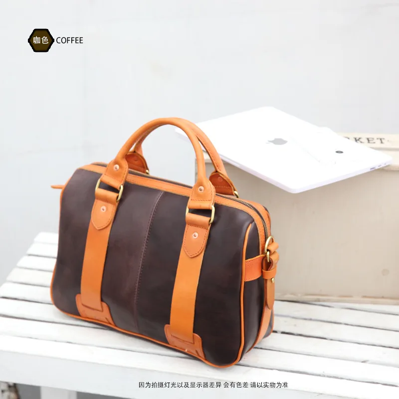 Bolso retro de cuero para hombre, bolsa cruzada para ordenador