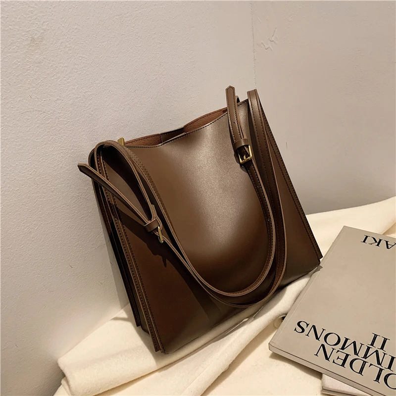 Vintage Large Capacity Women\'s Handbags Fashion Texture Pu Underarm Bags Simple All-match Shoulder Crossbody Bag Casual Totes