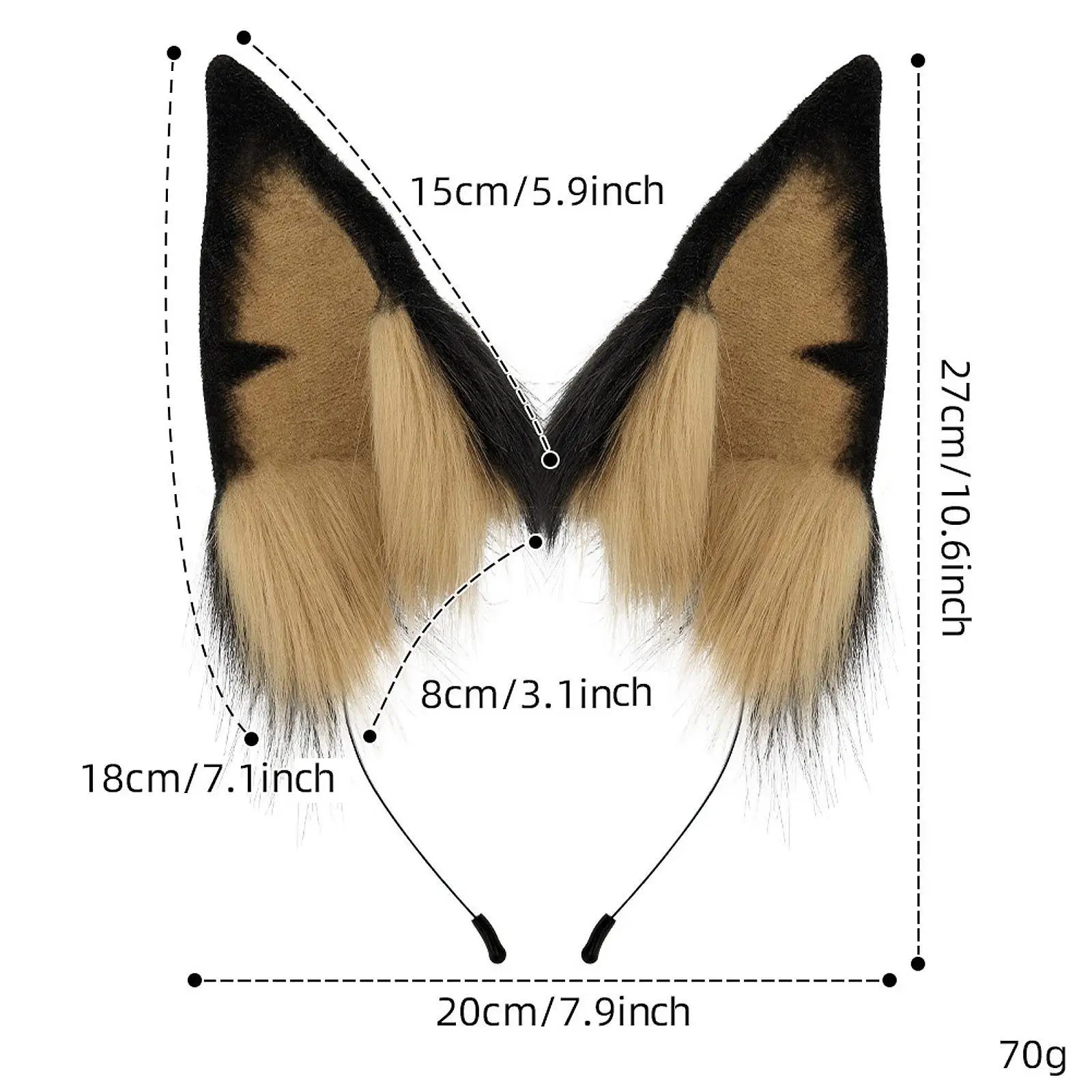 عصابة رأس على شكل أذن الكلب من دوبيرمان، إكسسوار زي للحفلات للرجال والنساء #5