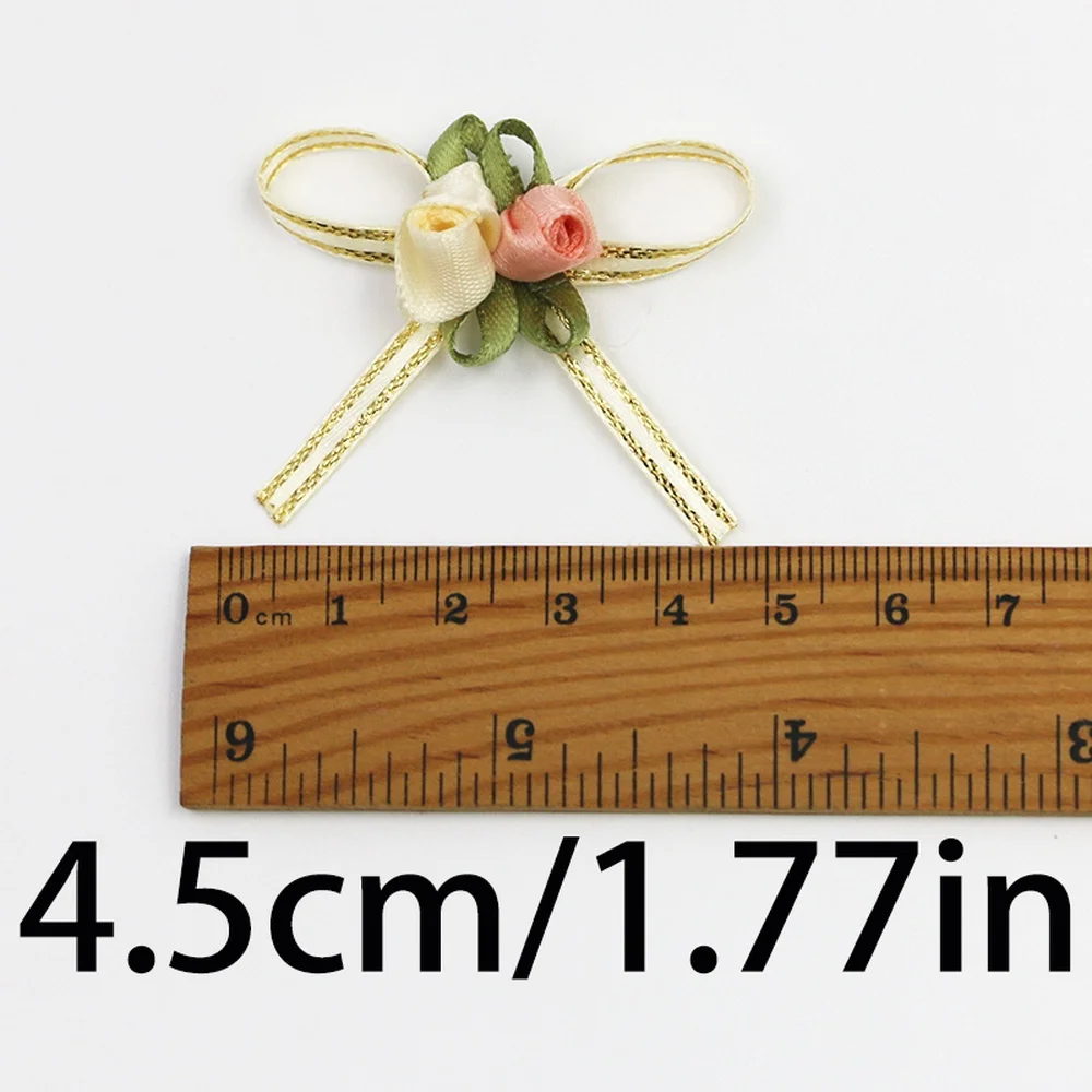 (20 Stück/50 Stück/100 Stück) 4,5cm Rosenknospen-Schleifen Weiß Rosa 2 Rosen-Schleifen Hochzeitsgeschenkbox Haaraccessoires Heimdekoration – Detail 7