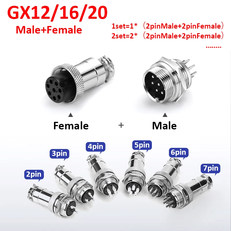 

GX12/GX16/GX20 2/3/4/5/6/7 Pin Male&Female Docking Aviator Aviation Plug Socket Circular Connector