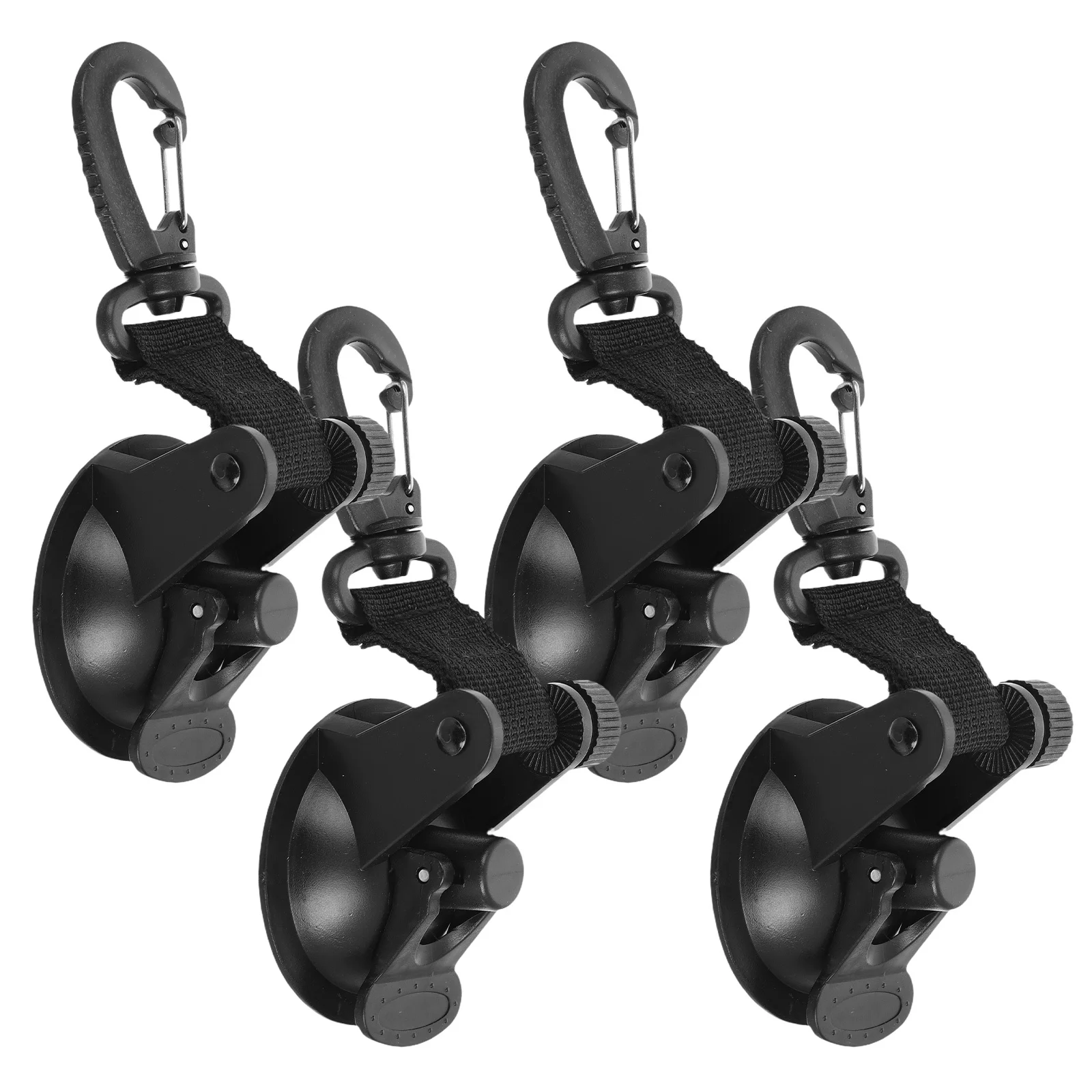 

4 pcs Car Suction Cup Hooks Heavy Duty Waterproof Plastic For Outdoor Camping Travel Rv Awning Tie Down Mount Black