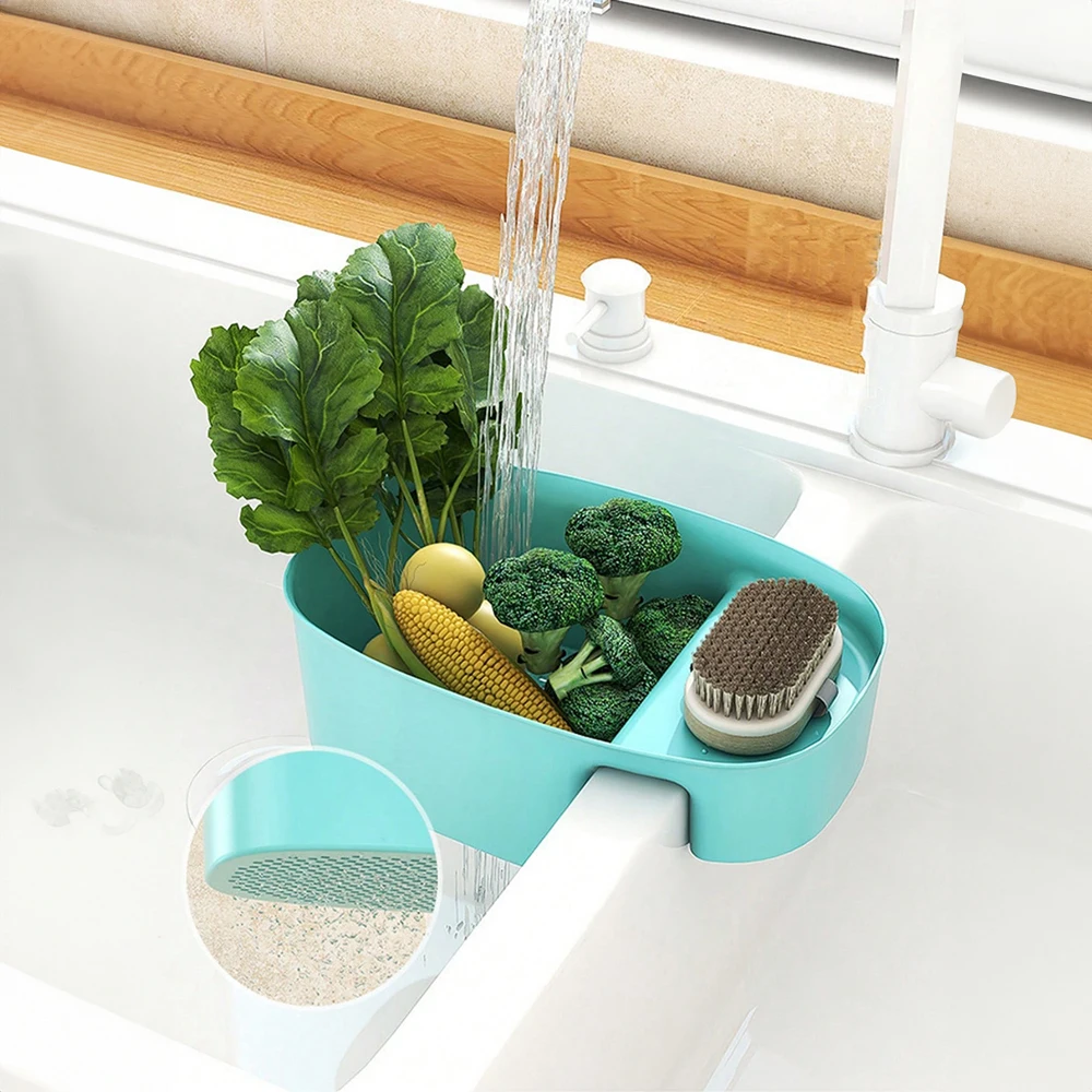 1pc Color Plastic Sink Rack, Minimalist Solid Color Sink Drain Rack For Kitchen