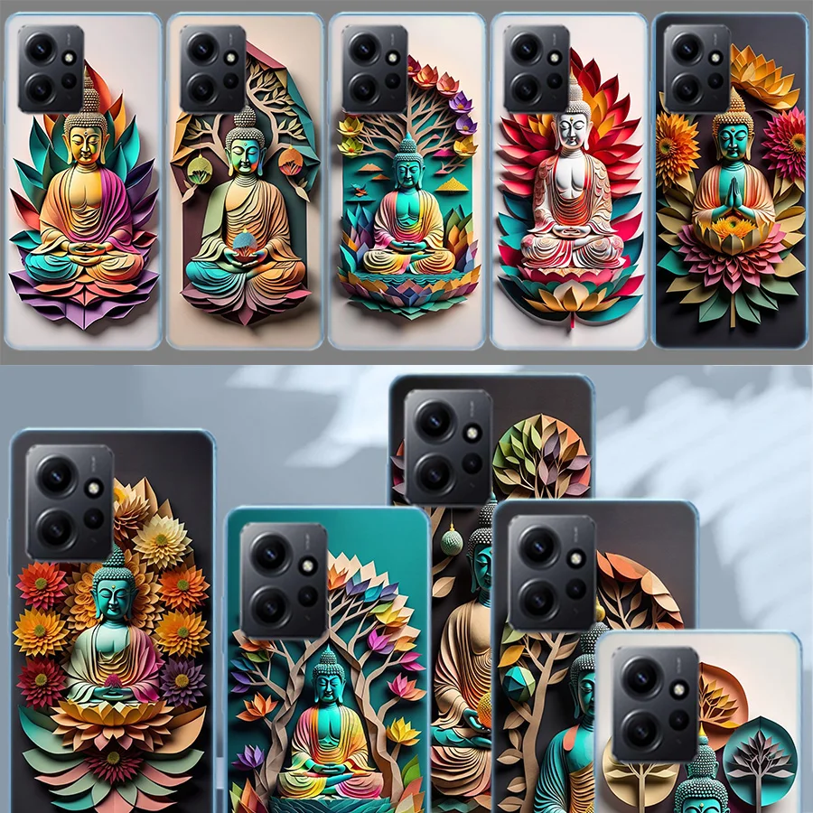 Origami Paper Cuttings Buddha Case For Xiaomi Redmi Note 12 11 Pro Plus 12S 11E 11T 11S 10 10S Phone  9 9S 9T 8 8T Pro 7 6 5 Cov