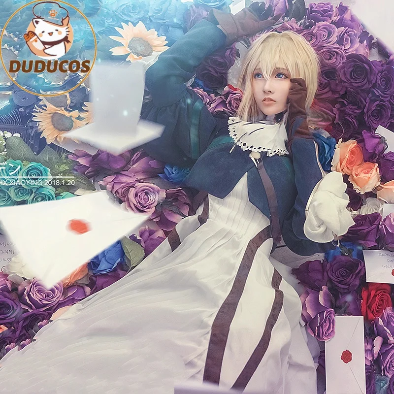 INSTOCK البنفسجي Evergarden تأثيري أنيمي البنفسجي Evergarden تأثيري DUDU-SR المرأة فستان زي أنيمي تأثيري البنفسجي بواسطة DUDU