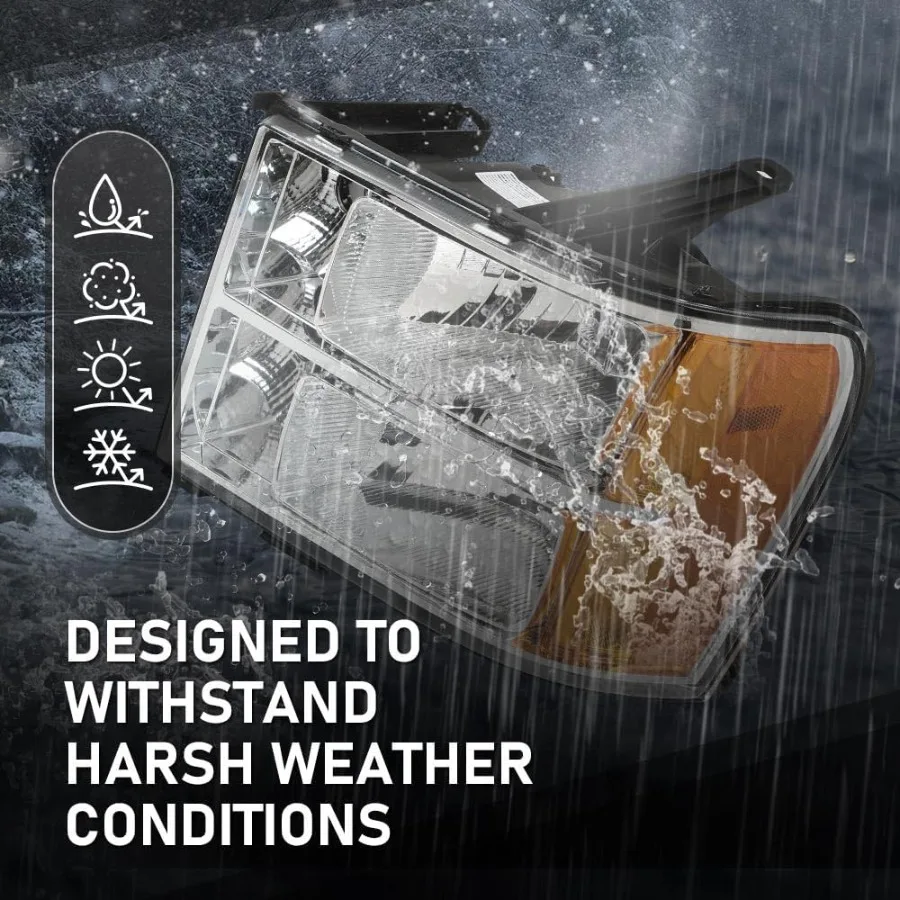 كشافات أمامية تجميع المصابيح الأمامية متوافقة مع المصباح الأمامي الكريستالي 20072013 GMC Sierra 1500 2500HD 3500HD مع عدسة شفافة و #4