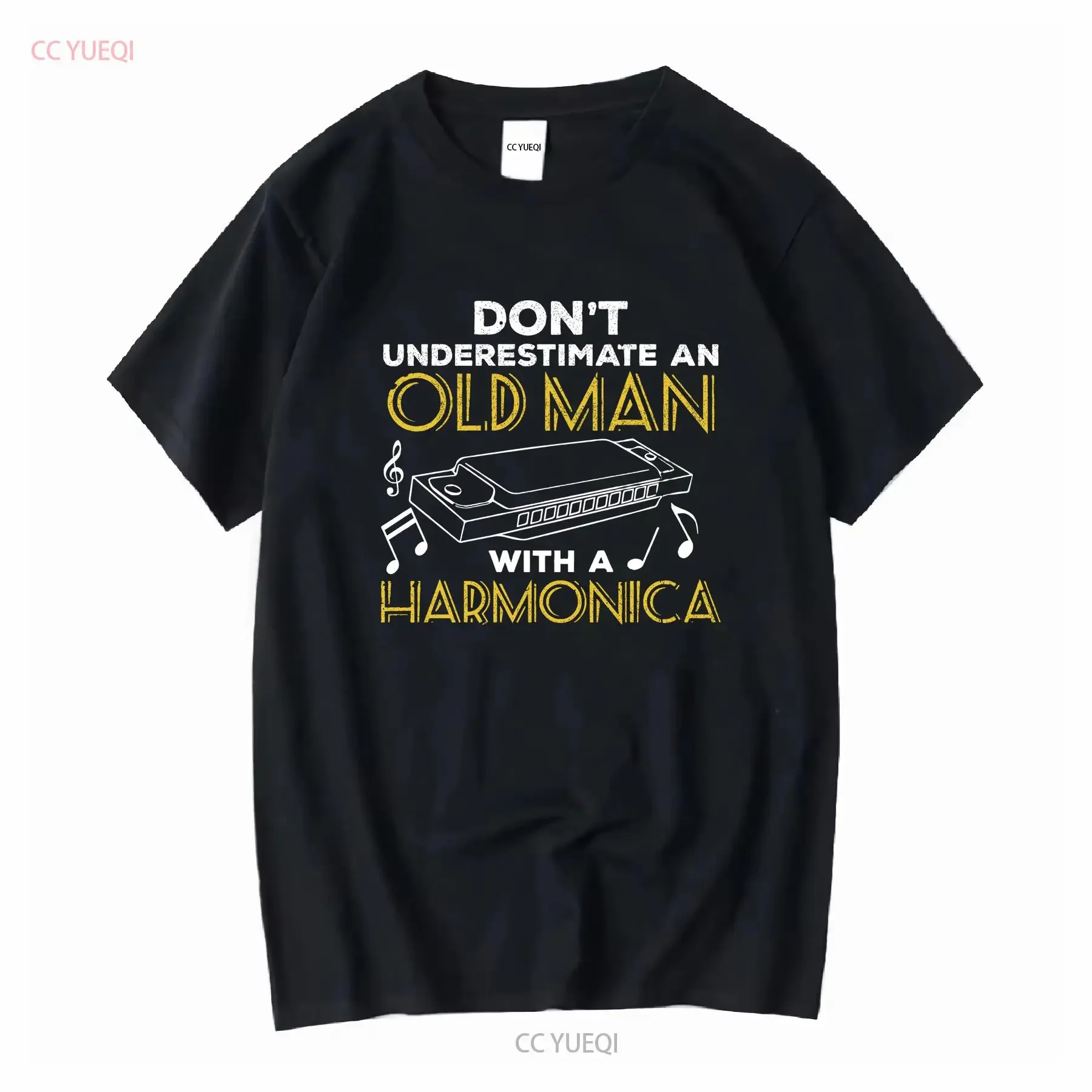 Old Man Harmonica Harp T Shirt For Woman Mouth Organ Instrument Blues Band Music Musician vintage Washed Slightly Versatile