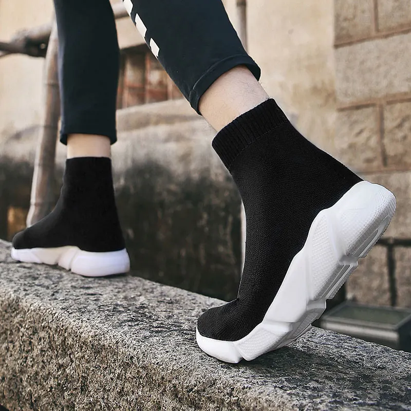 MWY Women Casual Vulcanize Shoes Wedge Platform Slip on Socks Shoes Unisex Sneakers Man Black Breathable Shoes zapatillas mujer