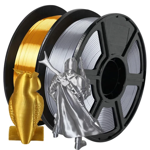 Filamento de impresora 3D de seda dorada y plateada de 1,75mm, carrete de 250g, impresión suave de alta precisión, Compatible con la mayoría de las impresoras 3D FDM