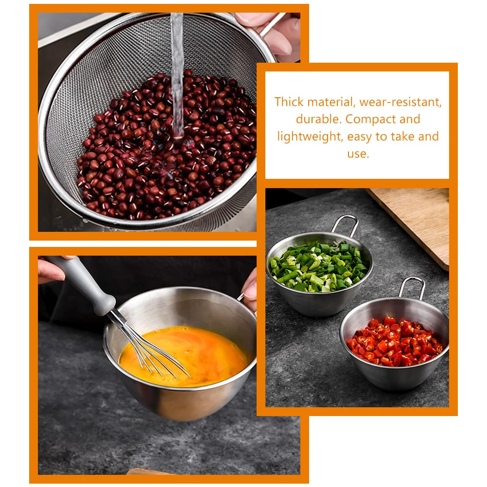 

1 set 1 Set Stainless Steel Colander Drainer Basket Rice Washing Bowl Fine Mesh Strainer For Kitchen Drainage Storage