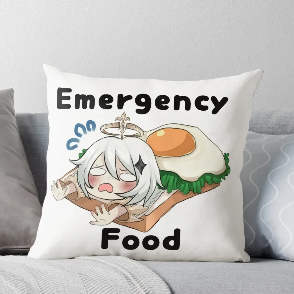 Genshin Impact Paimon Emergency Food W/ Text Throw Pillow anime girl autumn decoration Pillow