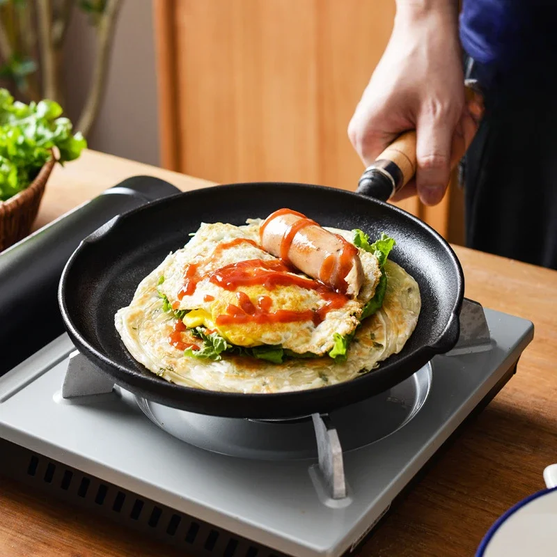 

Uncoated Cast Iron Skillet, Thickened Pancake Griddle, Nonstick Crepe Maker, Home Kitchen Flat Bottom Frying Pan