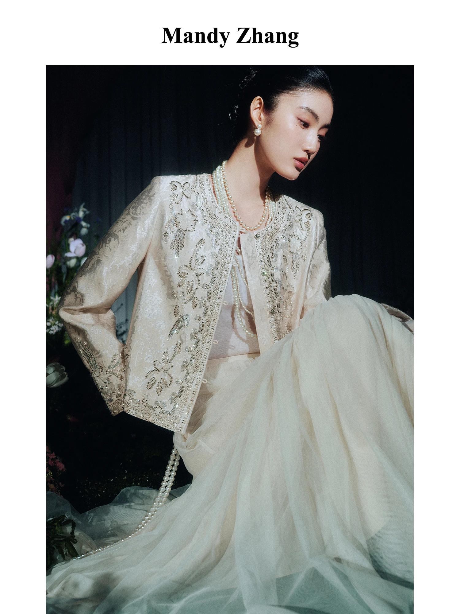 

Ele ort Jaet Women's Sle Embroidered Beaded Wedding Dr New Chinese Sle Heavy Drill Button Mandy Zhang Brand