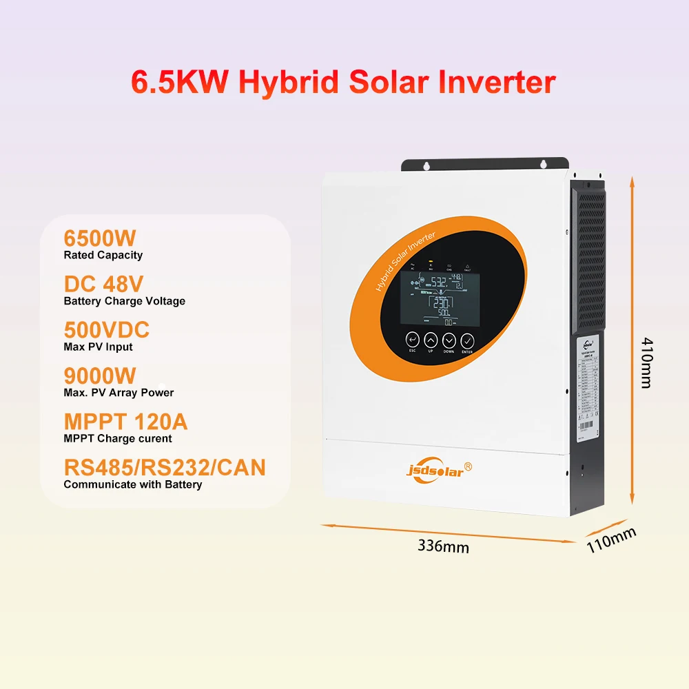 jsdsolar 11kW Parallel-Hybrid-Wechselrichter Solar MPPT-Wechselrichter 12kW 6.5kW 48V Energiespeichersystem Reiner Sinuswellen-MPPT 160A 135A 120A Solar-Ladegerät PV 500VDC Off-Grid Wi-Fi-fähig