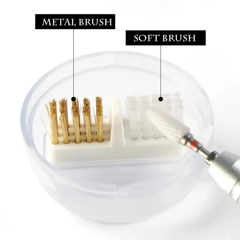 Brocas de unhas caixa de escova de limpeza para máquina de manicure elétrica brocas portátil ferramenta de arte de lavagem