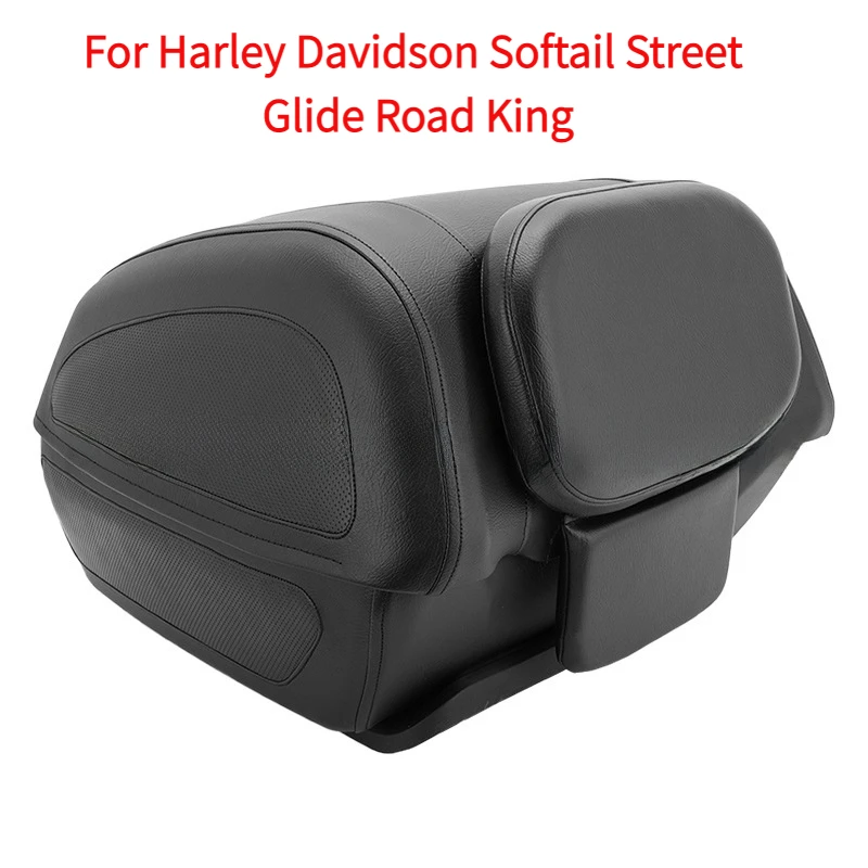 For Harley Davidson Softail Street Glide Road King Leather Trunk Cushion Motorcycle Luggage Bag Comfortable Seat Pad