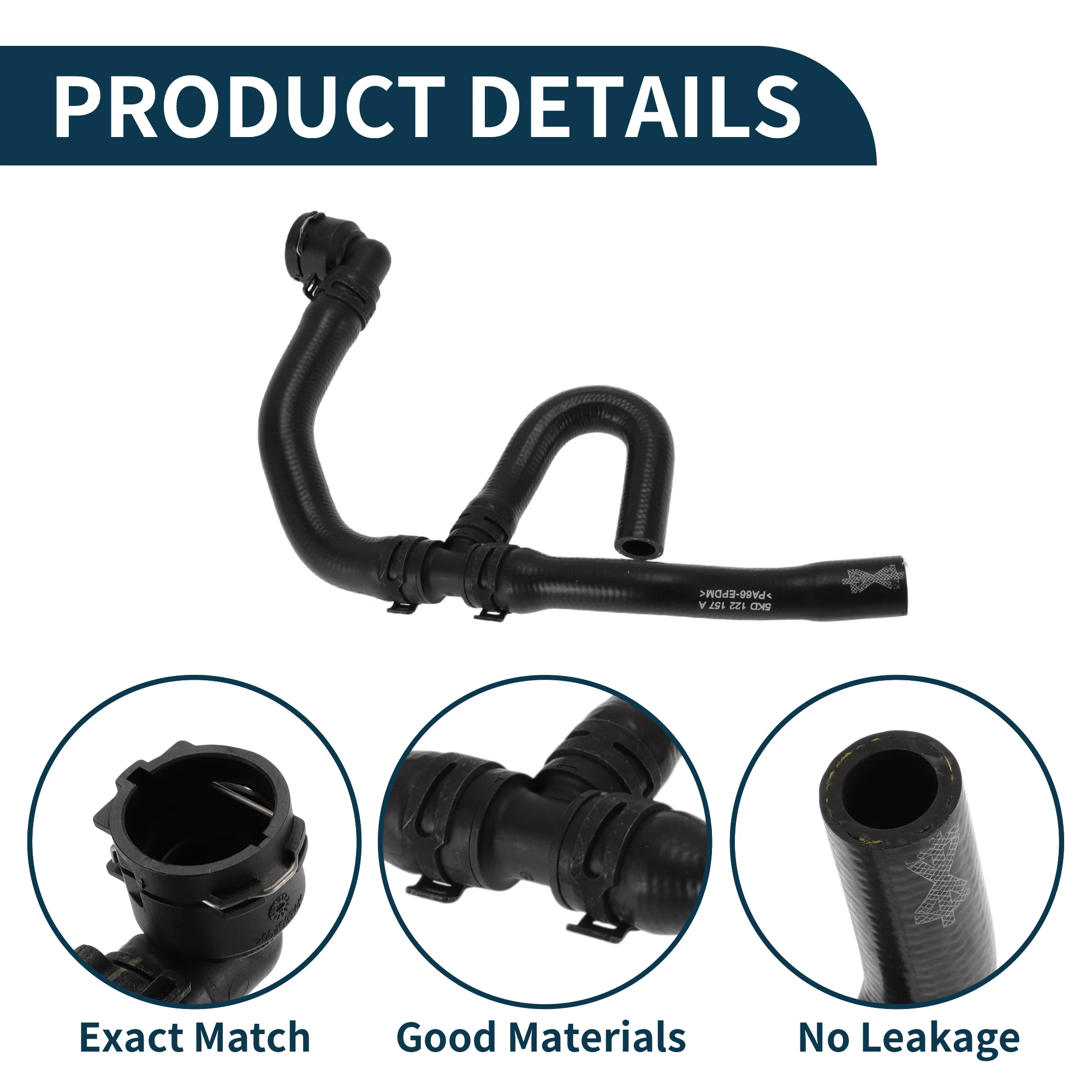 

Motoforti Radiator Hose Heater Hose No.5KD122157A for Skoda Octavia 07-15 Rubber Warm Water Pipe Black 1 Pc