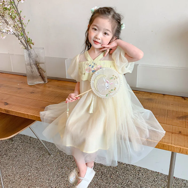 Meisjes Nieuwe Mode Baby Children 'S Han Chinese Kostuum Zomer Meisje Prinses Jurk