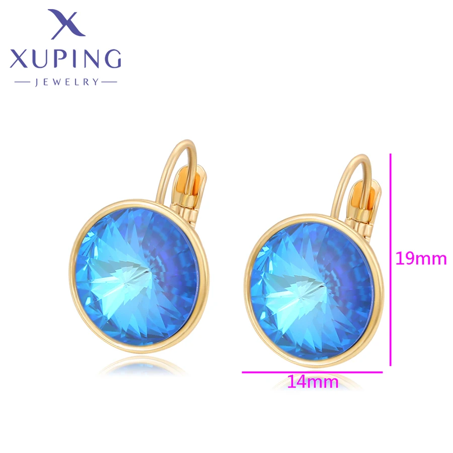 Xuping-Boucles d'Oreilles Rondes en Alliage de Cuivre et Or Clair, Bijoux à la Mode, Cadeau de ixpour Femme et Fille, X000647177