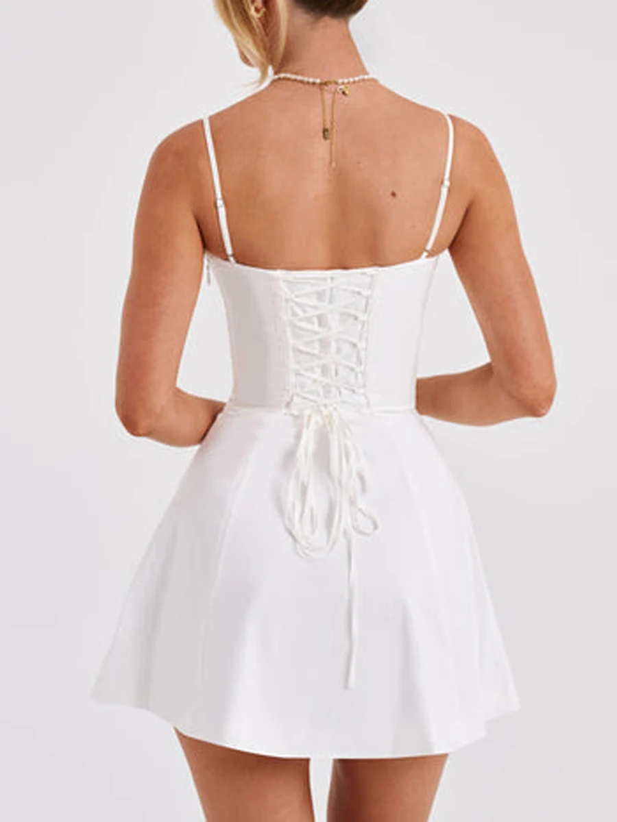 Mini robe trapèze sans manches, imprimé Floral, élégante, col en v, avec ourlet à volants et cravate à la taille, pour femmes, fête d'été sur la plage