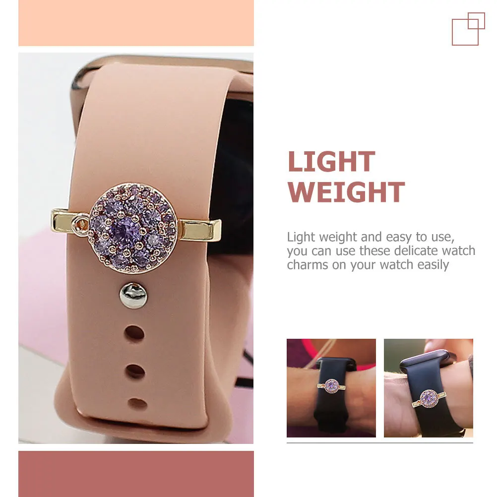 

2Pcs Smartwatch Band Charms Metal Flower Ring Watch Strap Decor Rotatable Delicate Watchband Ornaments Watch Charms
