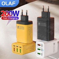 6 Port USB C Charger 200W Quick Charge 3.0 Fast Charging PD Charger Adapter For iPhone Xiaomi Samsung Mobile Phone Wall Charger