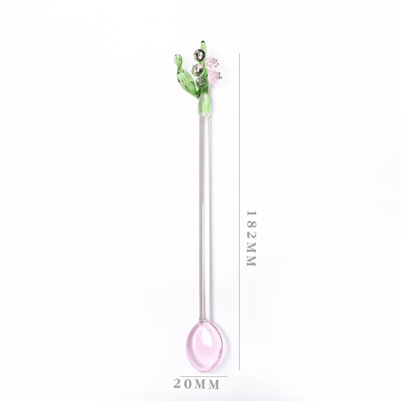Color Lily Of The Bell Coffee Spoon Long Handle Mixing Spoon Glass Spoon Tableware Dessert Spoon