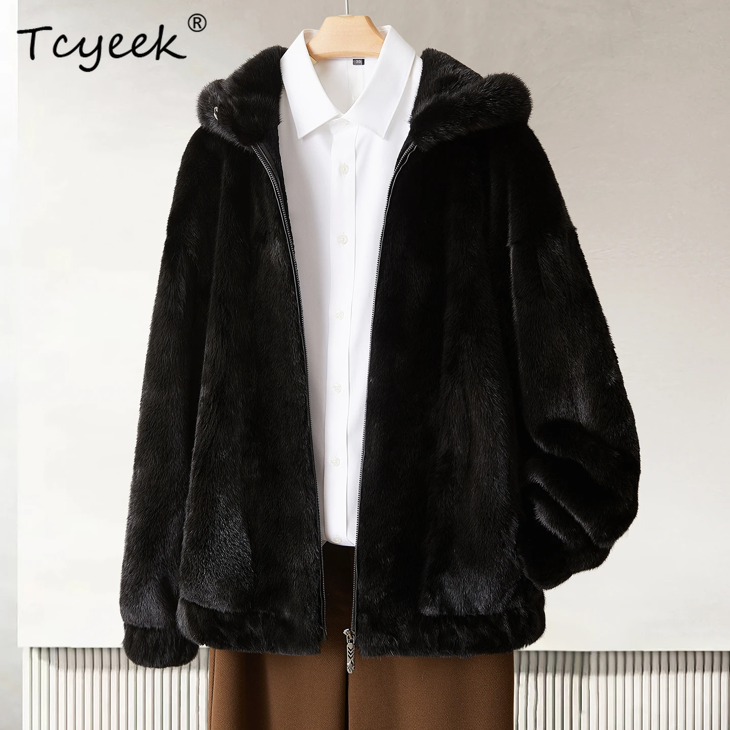 

Tcyeek Natural Mink Fur Coat Men 2025 Winter Clothes Real Fur Jacket Whole Mink Mens Coats New in Coats Hoodie Куртка Мужская