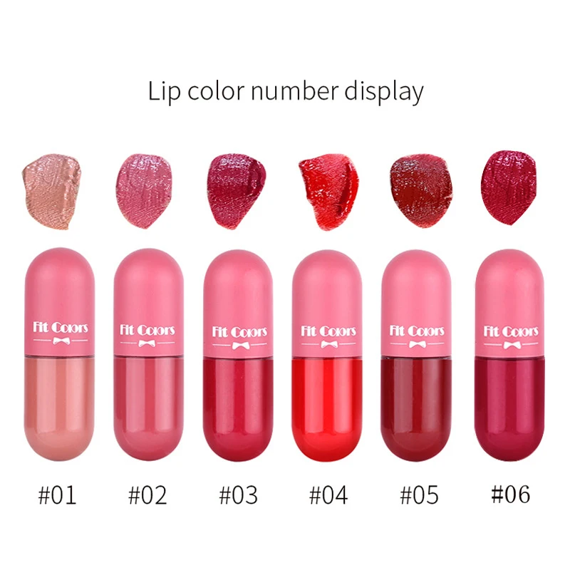 6 Dimensions Mini Lip Makeup Capsules Color Showing Non-Stick Matte Lip Gloss Liquid Lipsticks