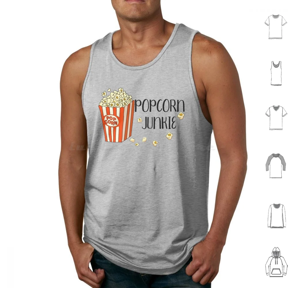 Funny Popcorn Junkie Tank Tops Vest Sleeveless Popcorn Popcorn Lover Junkie Snack Food Popcorn Balls Popcorn Popper Microwave