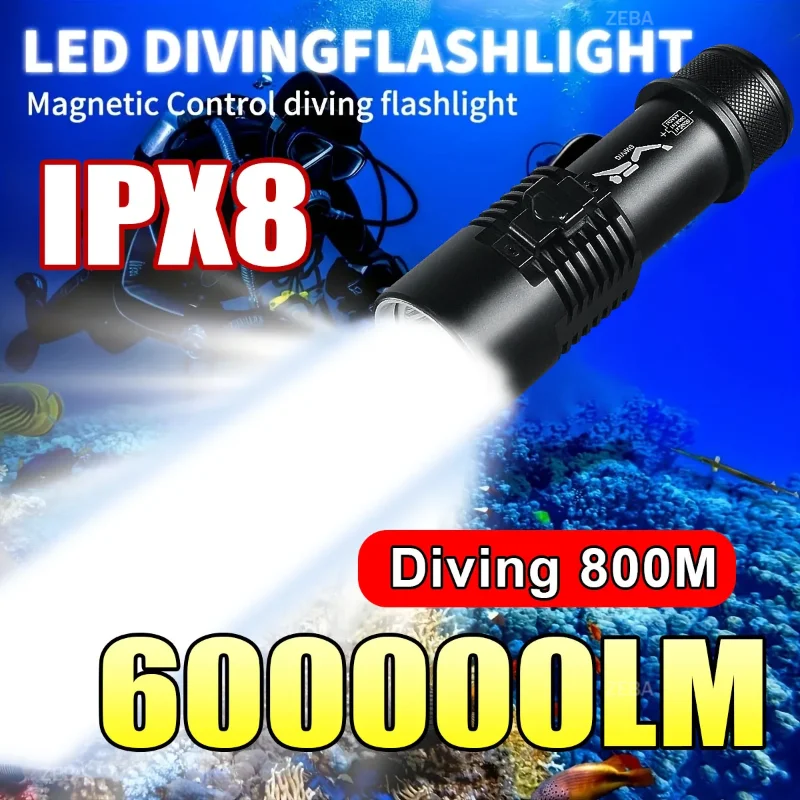 torcia-subacquea-led-xhp199-600000lm-impermeabile-ipx8-potente-lanterna-professionale-per-immersioni-26650