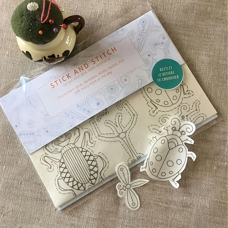 Komplettes Set für Handstickerei-Musterübertragung, wasserlösliches Papier, Nadeln, Faden für DIY-Bastelarbeiten, Nähzubehör, Nähset