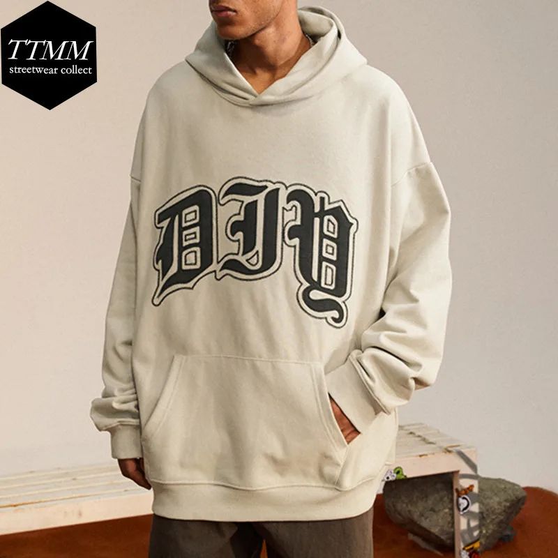 All-in-one Solid Color 2025 Spring And Autumn New Male Hoodie Heavy Industrial Chain Embroidery Design Sense Hoodie