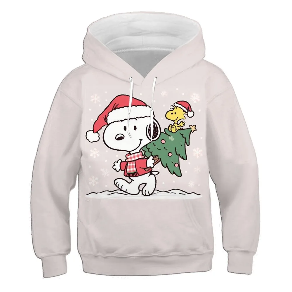 Christmas series Snoopy print round neck sweatshirt boys and girls new autumn and winter fashion casual pullover sweatshirt