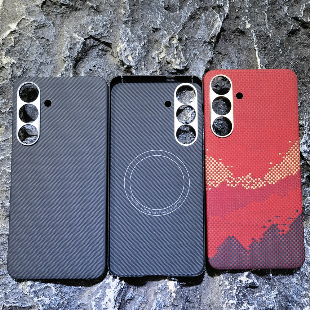 Carbon Fabric Fiber Aramid High-end Case For Samsung Galaxy S25 FE For Magsafe Magnetic Magnets Shockproof Protective
