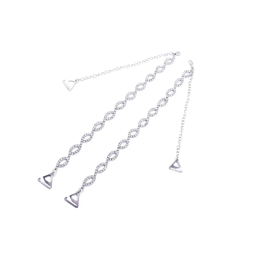 1 زوج قابل للتعديل المعادن حجر الراين حمالة الصدر حزام أصحاب الفضة لامعة الملابس الداخلية الكتف الأشرطة فستان الزفاف اكسسوارات المرأة