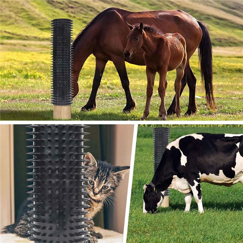 

ABWZ-Horses & Bovine Massage Brush Kit Cow Brush Equine Scratcher Cow Scratching Post Cattle Soft Touch Itch Post (4 Pack)