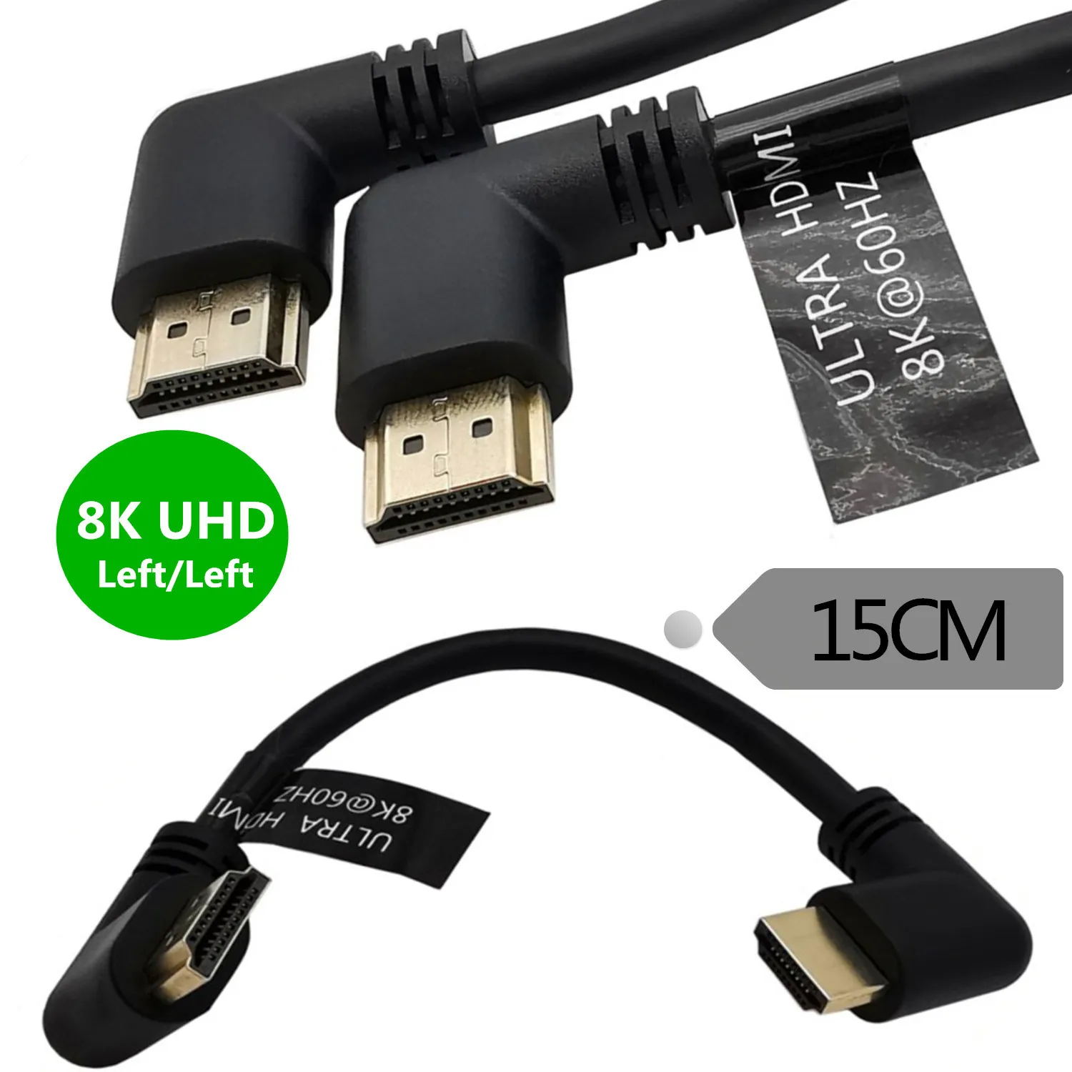 90 Degree Left Right Angle 8K 60HZ UHD Ultra HD HDMI Compatible 2.1 Male to Male Cable 7680x4320 4K 120HZ HDR for Xbox PS4 PS5