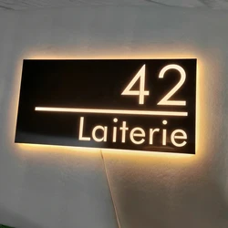 LED Acrylic Luminous House Number Address Sign House Number Plaque White/Yellow Light 220V Power Supply Available Home Art