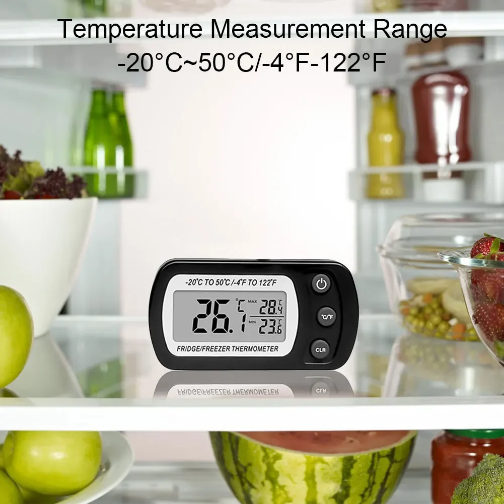 Digital Freezer Room Thermometer Large LCD Waterproof Refrigerator Thermometer Magnetic Back& Hook for Kitchen Home Restaurant