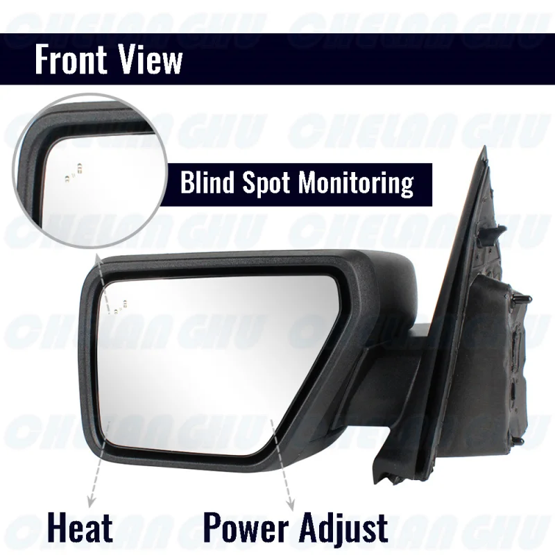 For Ford F150 2021 2022 2023 2024 2025 Car accessories Left Side 9 Pin Satin Black Heat Power Adjust Blind Spot Mirror Assembly