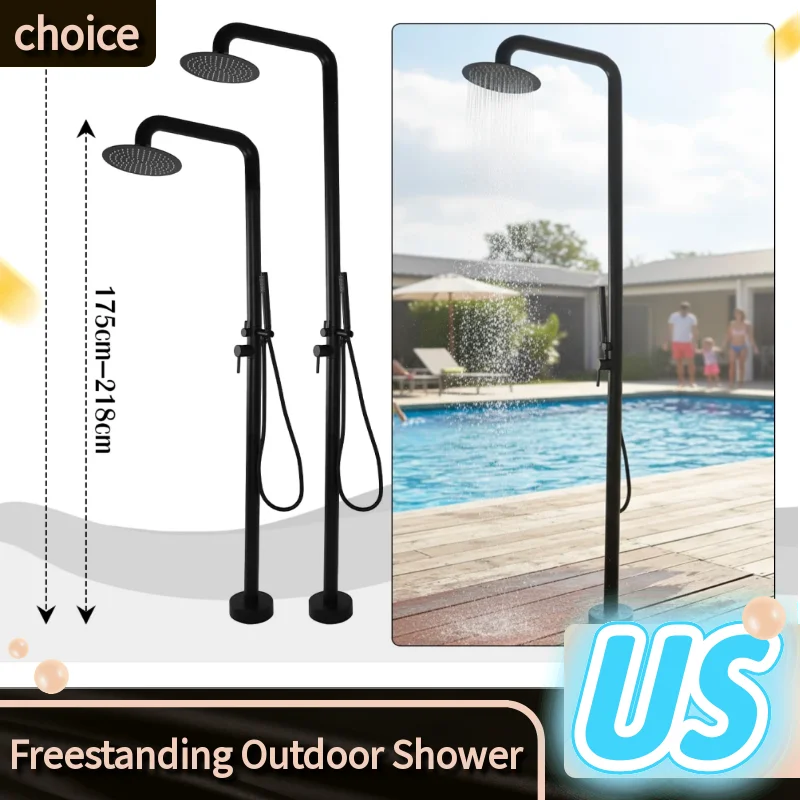 

Outdoor Shower Column Garden Beach Waterproof Large Nozzle Swimming Pool Floor standing 2-Function Hot Cold Water Rainfall Showe