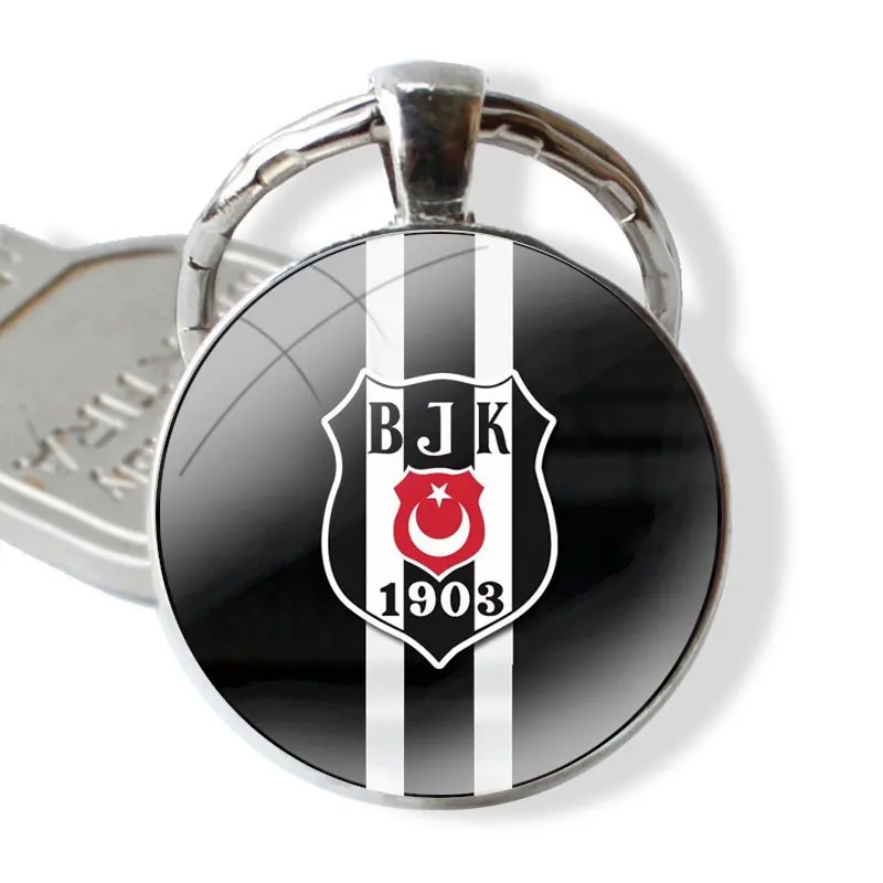 Turkey Besiktas Football 25mm Glass Cabohcon Keychain Key Rings for Women Men Jewelry Gift