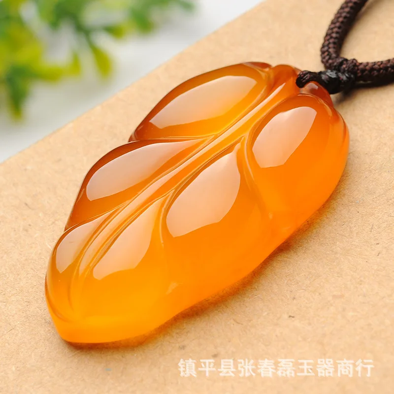 

Jade Colors-like Canary Stone of Rich Leaf Pendant Pendant with Rope