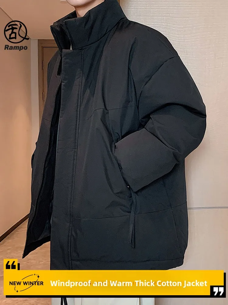 

Rampo Thiened Cotton Jaet Men's New Sle Stand Collar Warmth Cold Resistant Winter Thi Men's Cotton Coat Winter Clothes
